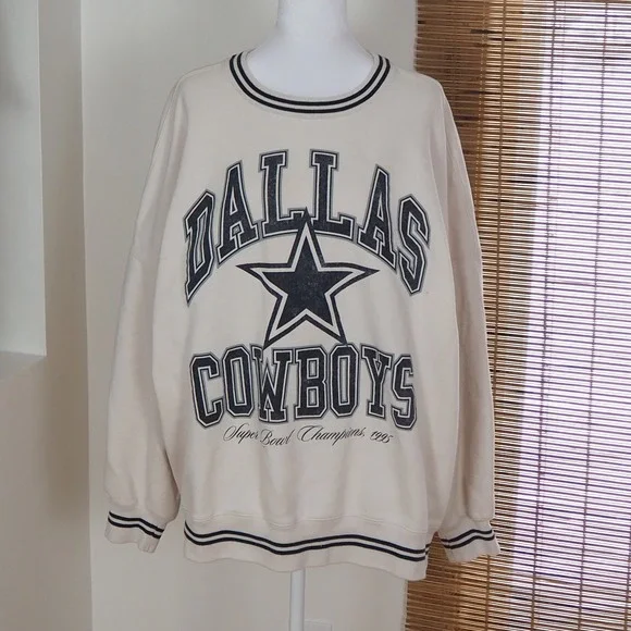 Abercrombie & Fitch NFL Dallas Cowboys Retro Sweatshirt Sz Large Oversized 1995 - Picture 3 of 12